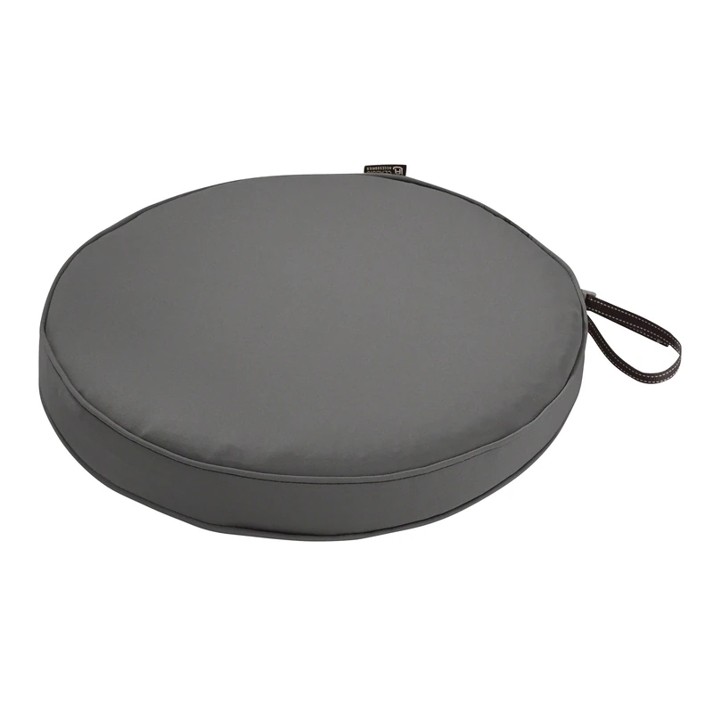 Classic Accessories Montlake FadeSafe Round Patio Dining Seat Cushion - 2" Thick - Heavy Duty Outdoor Patio Cushion with Water Resistant Backing, Light Charcoal Grey, 18"DIA x 2"T (62-003-LCHARC-EC)