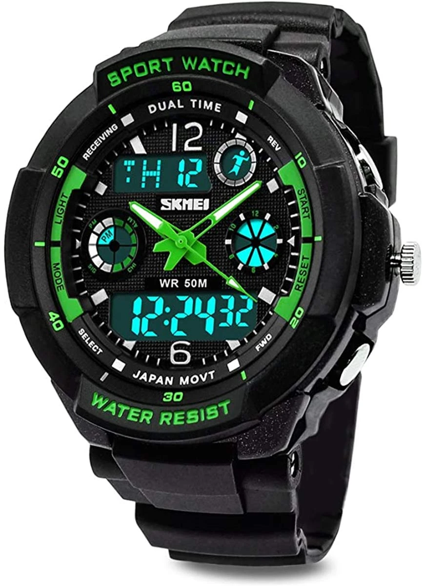 TOPCABIN Digital-analog Kids Teenager Boys Girls Sport Digital Watch with Alarm Stopwatch Chronograph - 50m Water Proof Electronic Sport Watch for Boys Teenagers Junior Kids Children (Green)