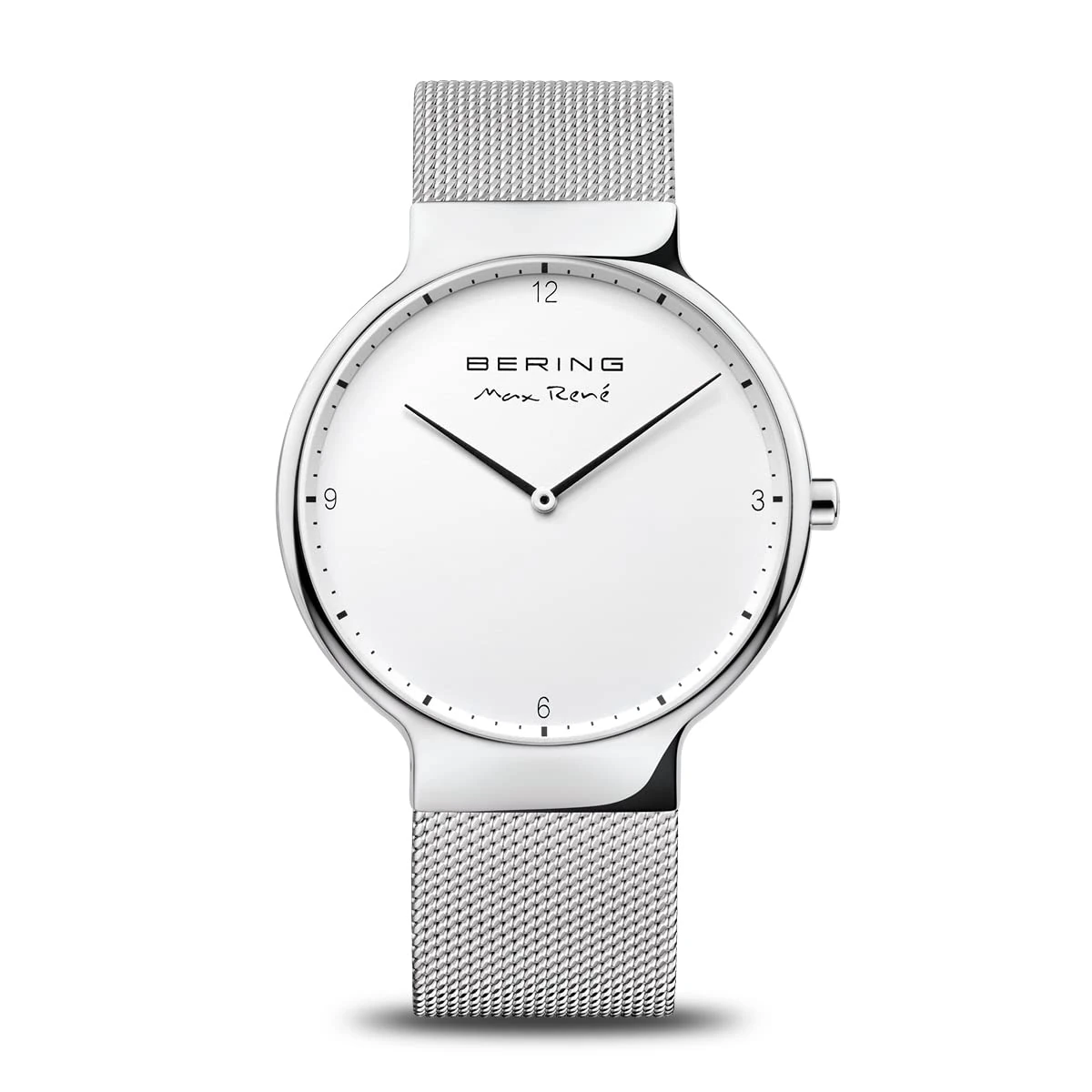 BERING Men Analog Quartz Max René Collection Watch with stainless steel Strap and Sapphire Crystal 15540-004, Silver/White, 40 mm