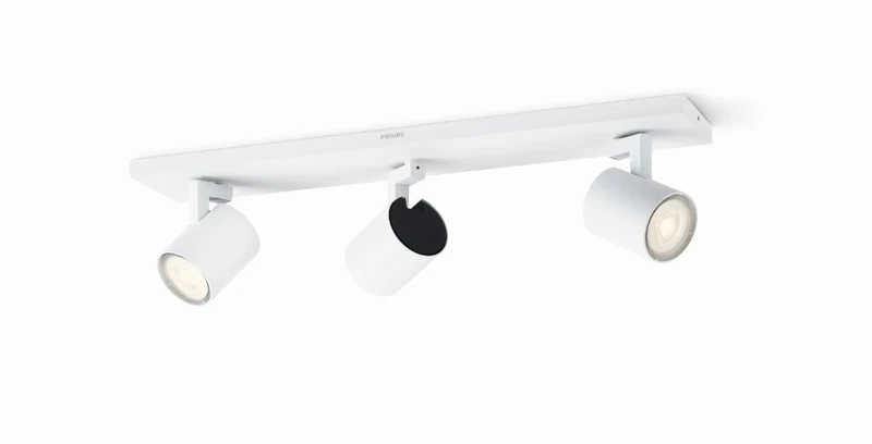 Philips myLiving Runner 3 LED Spotlights (9 W), Dimmable Ceiling Spotlights with Warm White Light and Three Swivelling Spot Heads, Energy Saving Room Lighting, White