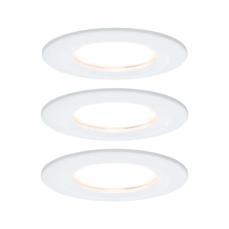 Paulmann 93870 LED Coin Flat Spotlight Slim Round 3X 6.8 dimmable IP44 Splashproof Recessed Light Aluminium 6.8 W zinc, Fest verbaut, Matt White