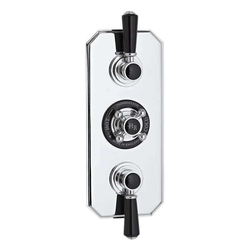 Old London BTSVT005 Topaz Traditional Bathroom Shower Triple Concealed Shower Valve with Diverter, Chrome & Black