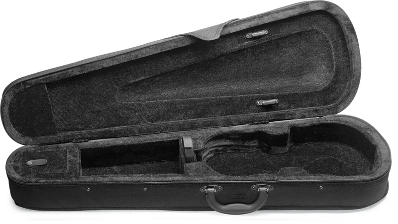 Stagg Full Size 4/4 Electric Silent Violin Set with Bow, Hard Case, Strap, Stereo Headphones and Rosin, Metallic Black, X Shape