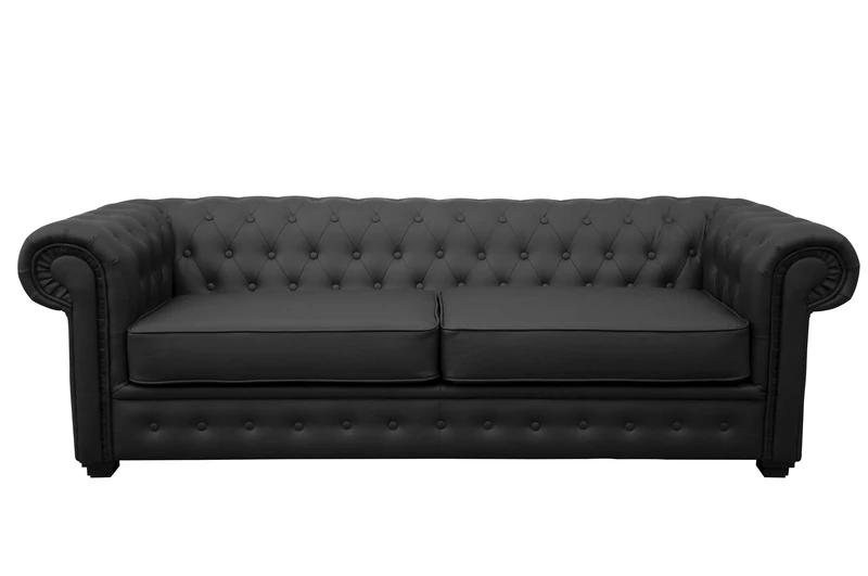 Sofas and More Chesterfield Style Venus Sofa Bed 3 Seater 2 Seater Black Cream Brown Red Faux Leather (3 Seater, Black)