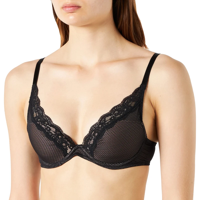 Passionata Women's Tief ausgeschnittener T-Shirt-BH Brooklyn T-Shirt Bra, Schwarz, 80B