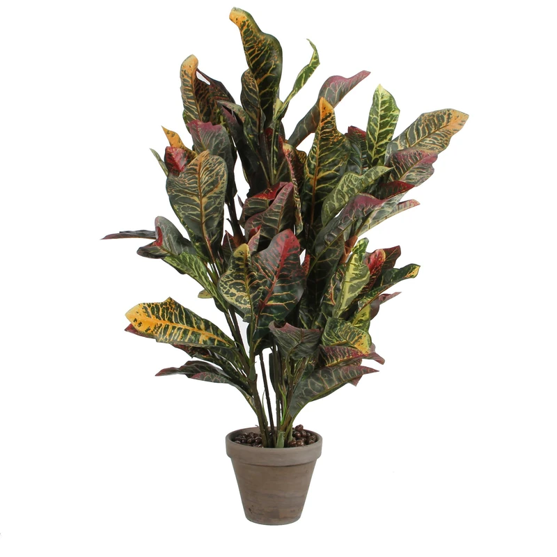 MICA Decorations 933272 Miracle Croton Stan Bush in Plant Pot, Polyester, green, 40 x 40 x 73 cm - Image 1