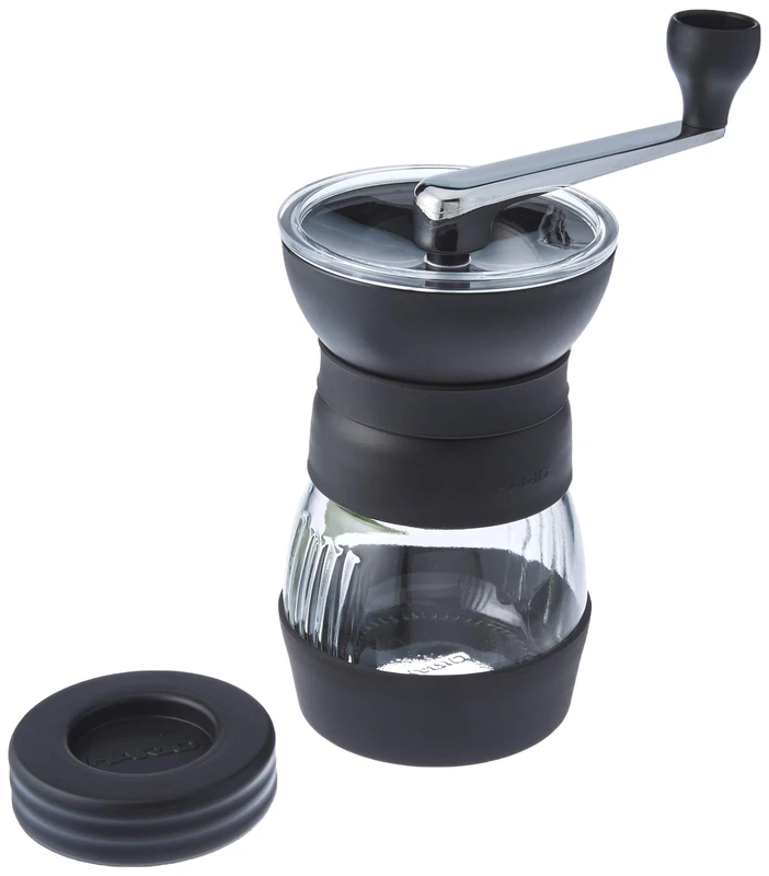 Hario MMCS-2B Skerton PRO Coffee Mill | Large Adjustable Hand Coffee Grinder With Ceramic Burrs, Transparent & Black, 100g