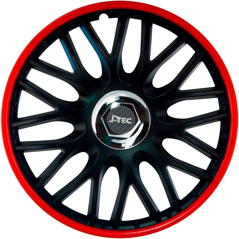 J-Tec Set wheel covers Orden R 15-inch black/red + chrome ring