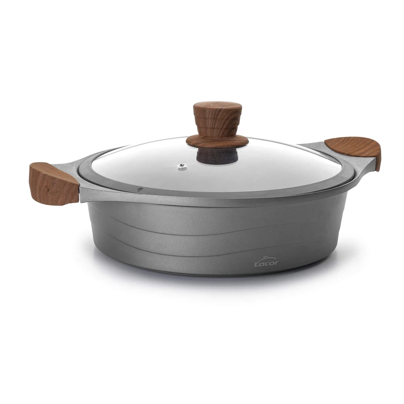 Lacor 27327 Stilo Cast Aluminium Low Casserole, 30 x 28 x 8.5 cm, Grey