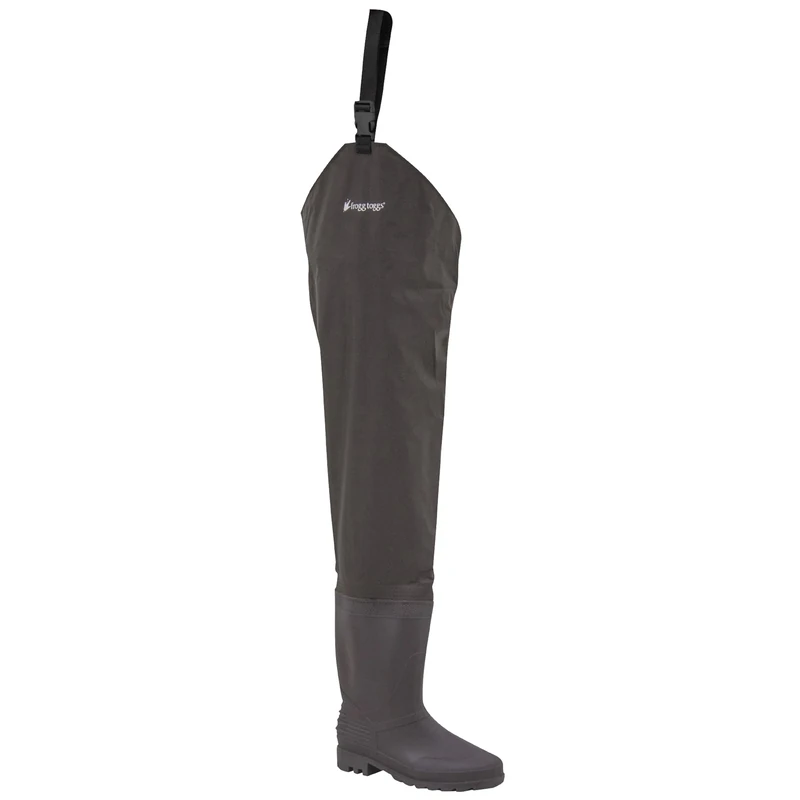 FROGG TOGGS Rana II PVC Bootfoot Hip Wader, Cleated or Felt Outsole, Brown Felt, 10