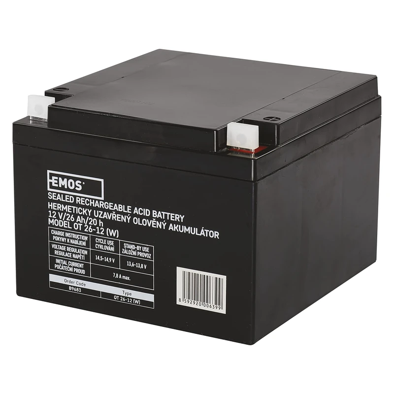 Emos Maintenance-Free Lead Acid Battery 12 V 26 Ah. Pack of 1 B9683