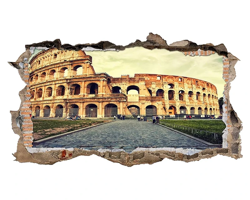 W019 Rome Italy City Scene Colosseum Wall Decal Poster 3D Art Stickers Vinyl RooKids Bedroom Baby Nursery Cool Livingroom Hall Boys Girls (HUGE (100x175cm))