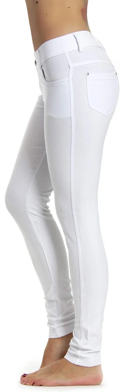 Prolific Health Women's Jean Look Jeggings Tights Slimming Many Colors Spandex Leggings Pants Capri S-XXXL - White - Medium