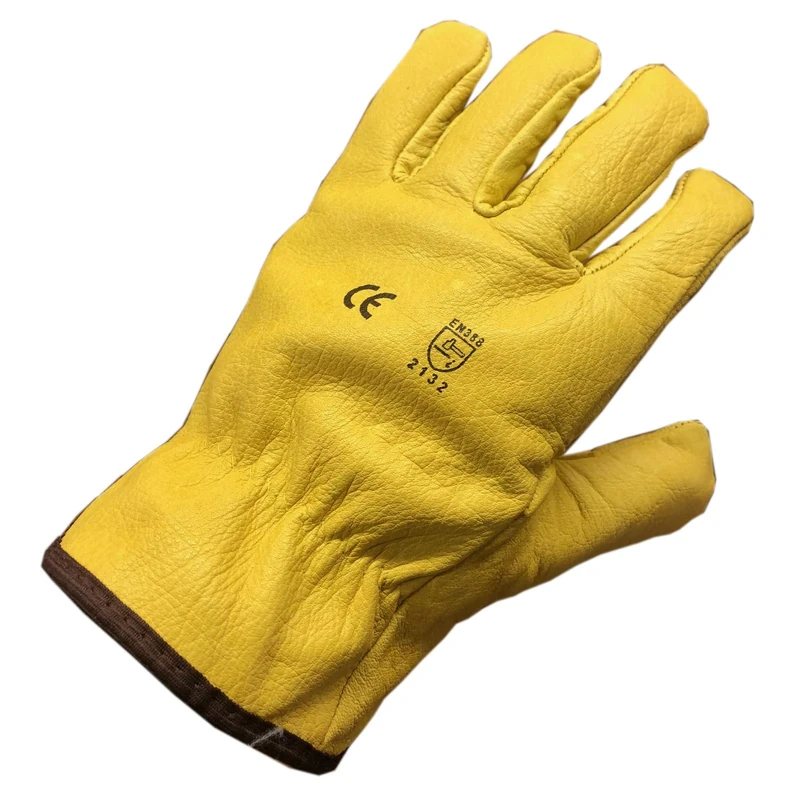 Himalayan Men's H310 Fleece Lined Leather Winter Thermal Cold Work Drivers PPE Gloves, Yellow, M (1 Pair) - Image 1