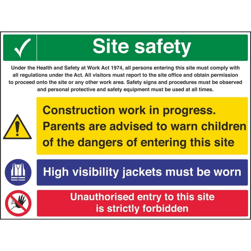 Vsafety Multi Hazard Site Safety Safety Helmets Warning Sign - 800mm x 600mm - 2mm Rigid Plastic