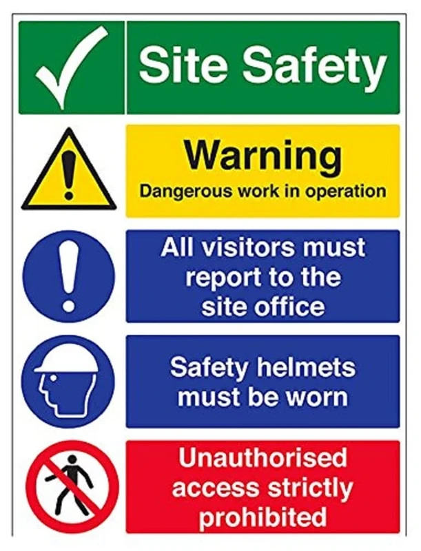Vsafety Multi Hazard Site Safety Site Tick Warning Sign - 600mm x 800mm - 2mm Rigid Plastic