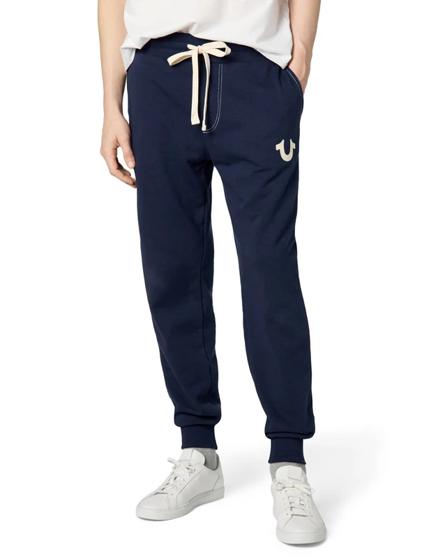 True Religion Men's Classic Logo Jogger Sweatpant, True Navy, L