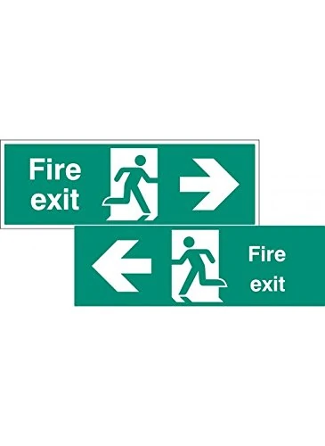 Caledonia Signs 52100 Fire Exit Double Sided with Arrow, 1200 mm x 400 mm, 5 mm Rigid