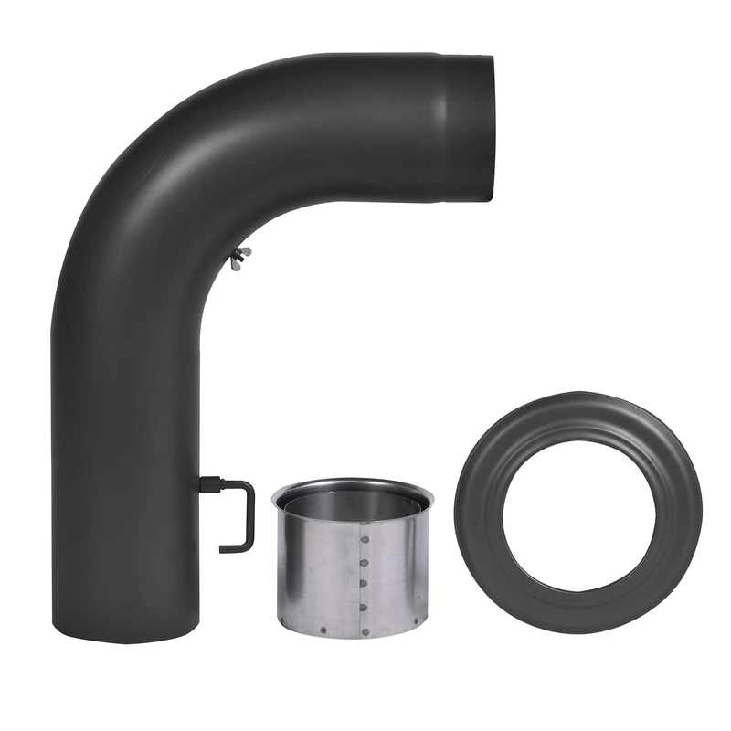 Firefix R150/SBR Oven Pipe Set 2 mm Thick Steel (Angle Pipe Set) 150 mm Diameter for Stoves and Fis 3 Pieces Black - Image 1