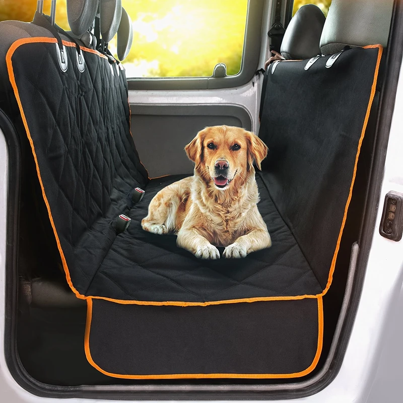Doggie World Dog Car Seat Cover - Cars Trucks and Suvs Luxury Full Protector w/Extra Side Flaps Seat Belt Openings - Hammock Convertible for your Pet - Waterproof Non-Slip - Machine Washable