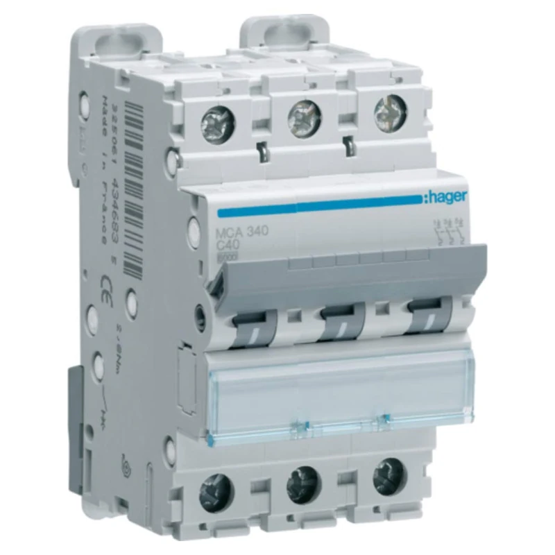 Hager M Series - Automatic Magnetic Thermal -M Curva-C 6ka 3 Poles 3a