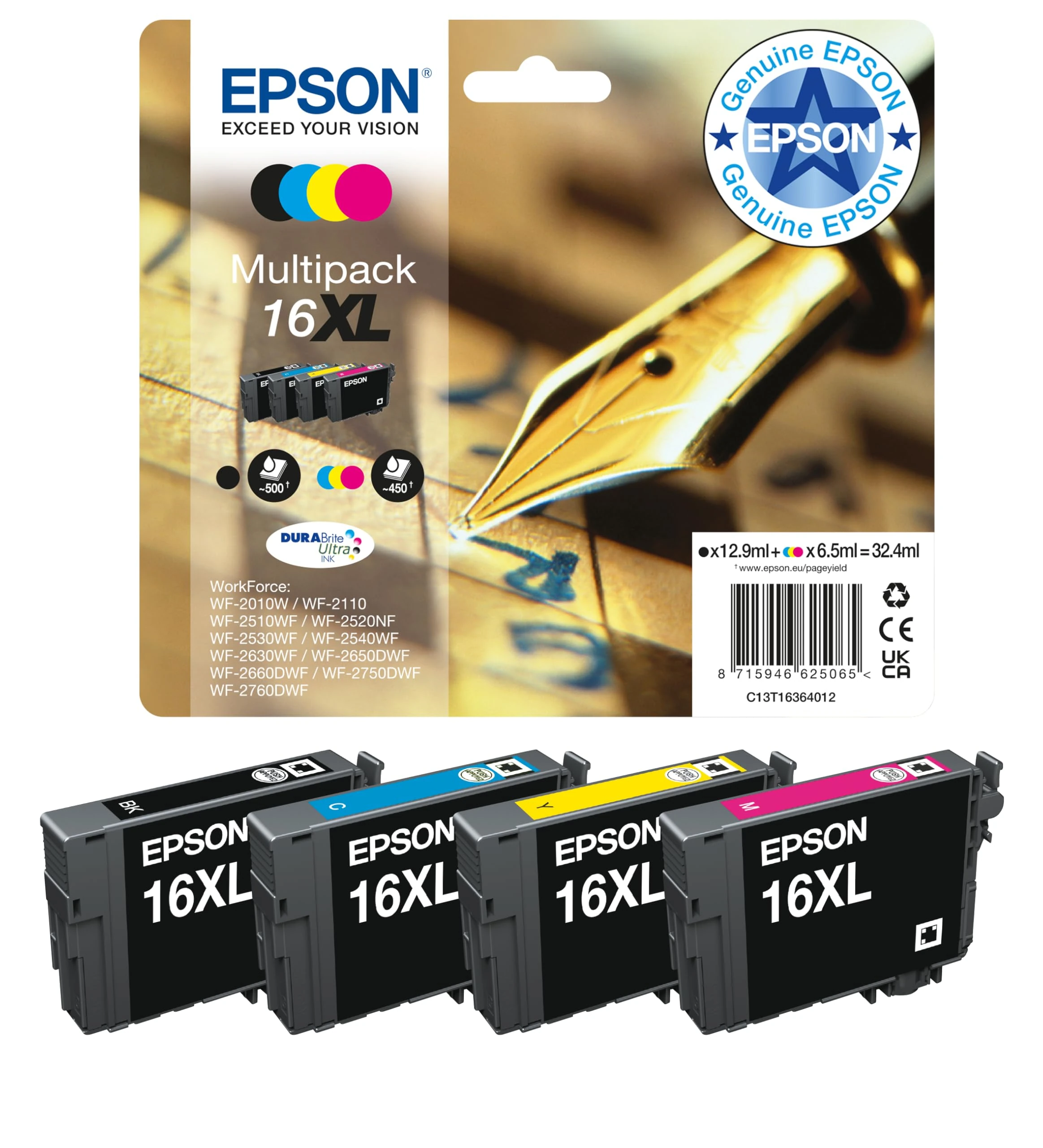 Epson Pen and Crossword Ink Cartridge for WorkForce WF-2760DWF Series - Assorted Colours,XL