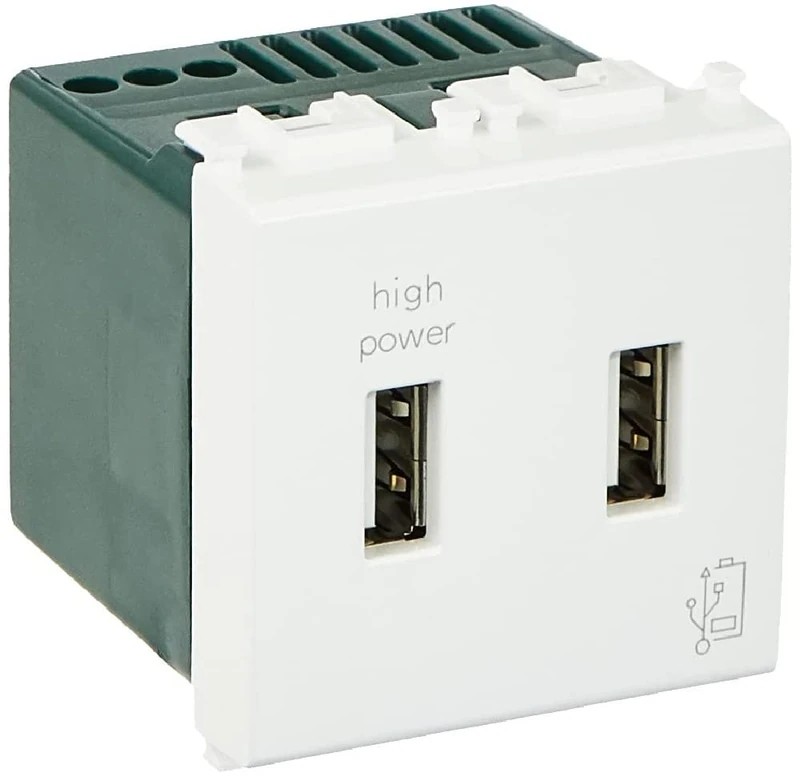 Double Socket USB 2100 mA White VIMAR Plana