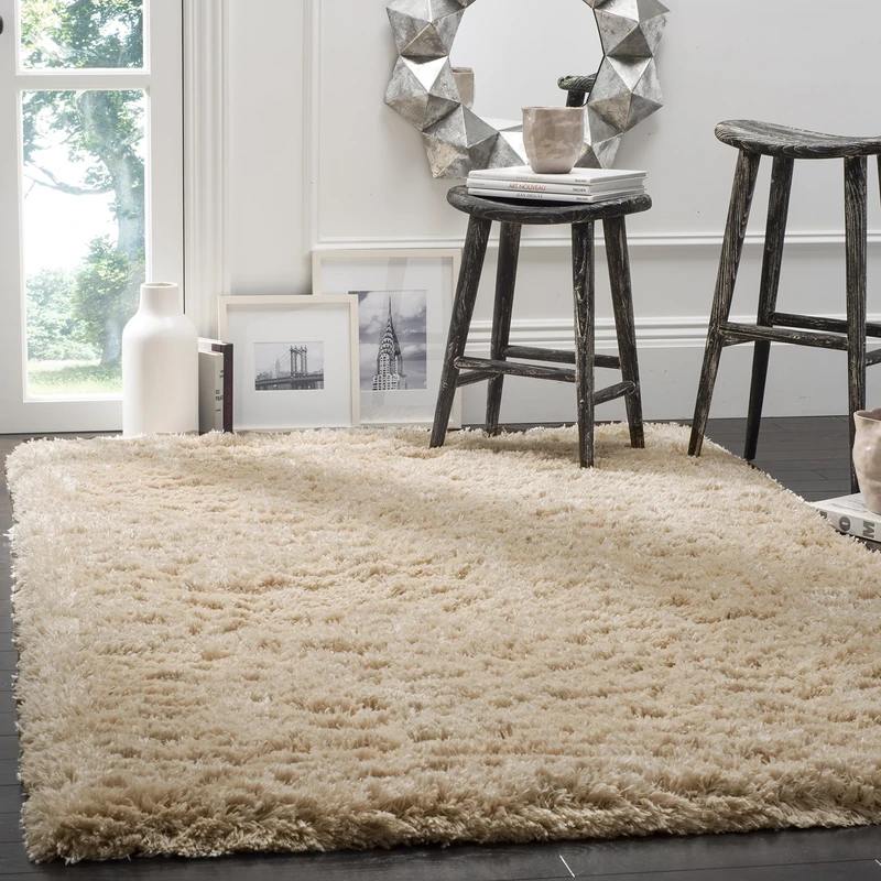 Safavieh Shag Rug for Living Room, Dining Room, Bedroom - Polar Shag Collection, Short Pile, in Light Beige, 91 X 152 cm