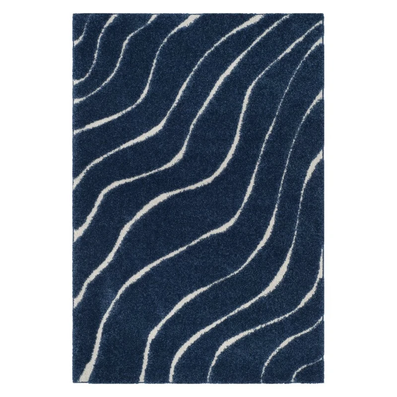 Safavieh Raton Shag Area Rug, Synthetic, Dark Blue/Cream, 99 x 160 x 2.54 cm