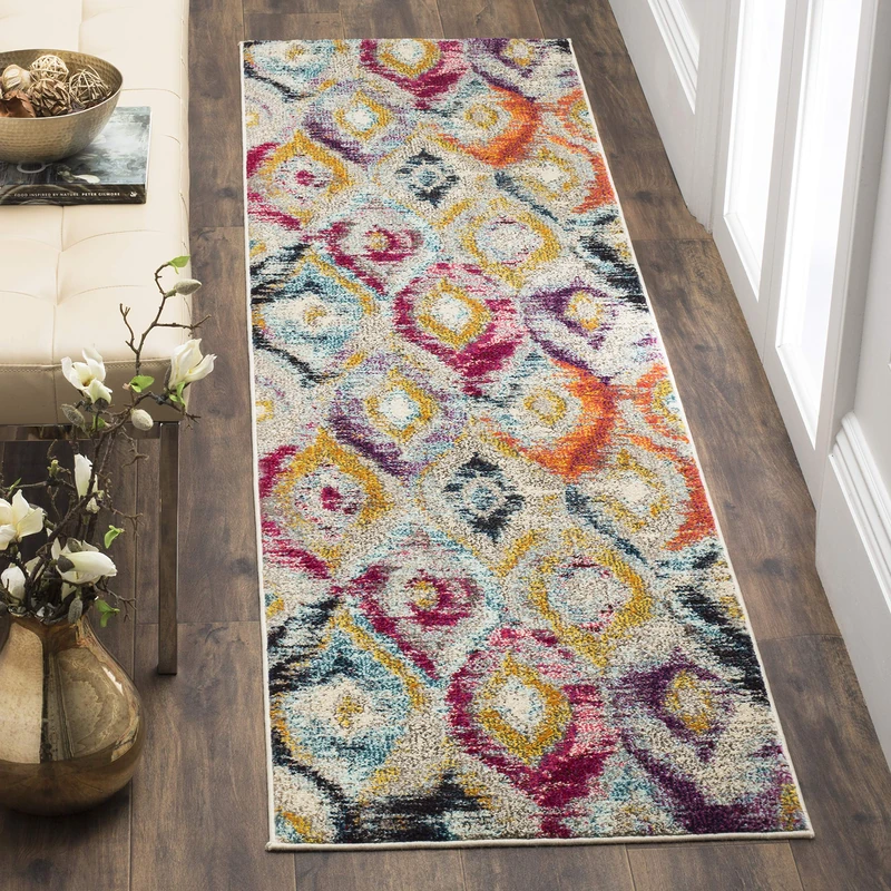 Safavieh Boho Chic Indoor Woven Runner Area Rug, Monaco Collection, MNC242, in Multi, 66 X 183 cm for Living Room, Bedroom or Any Indoor Space