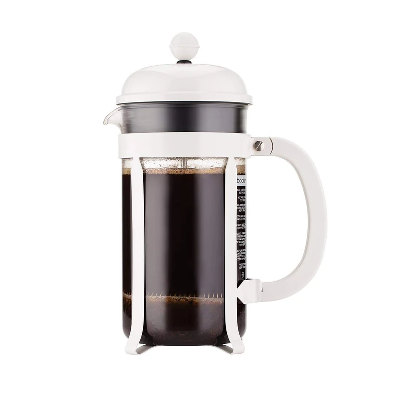 Bodum 34 Oz Chambord French Press Coffee Maker, High-Heat Borosilicate Glass, Stainless Steel, White – Made in Portugal