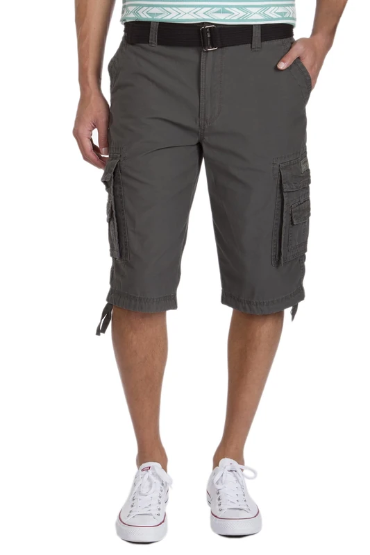 UNIONBAY Men's Cordova Belted Messenger Cargo Short-Reg and Big and Tall Sizes, Flint, 42