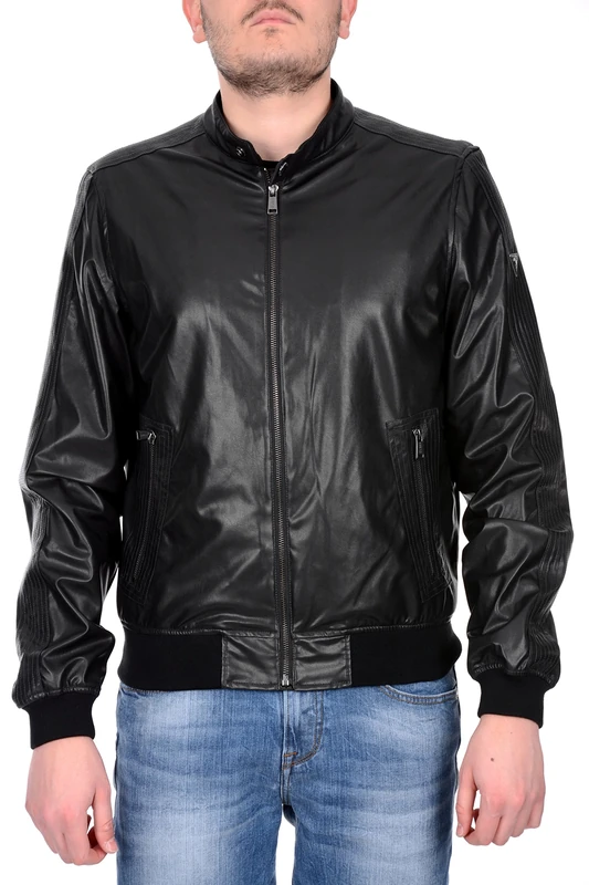 Guess Men's M64L27W7WU0 Bomber Jacket, Black (Jet Black W/Frost G), S