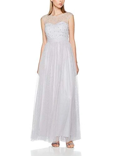 Little Mistress Women's Pearl Fabric Mesh Dress, Grey (Powder Blue), 8 - Image 1