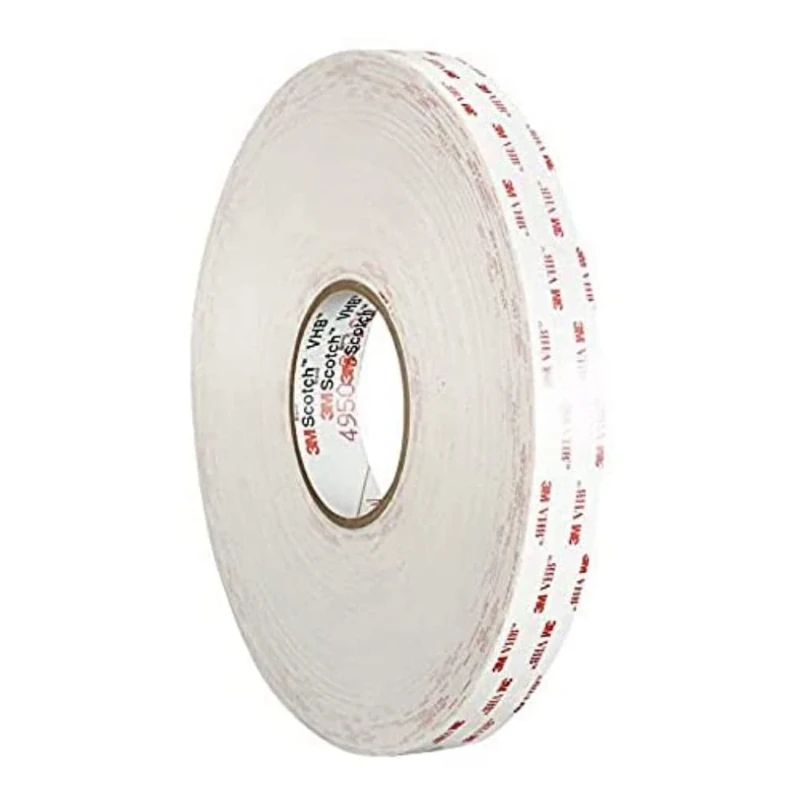 3M 4930 VHB Adhesive Tape, 25 mm x 33 m, 0.6 mm, White, Paper Liner, Pack of 3