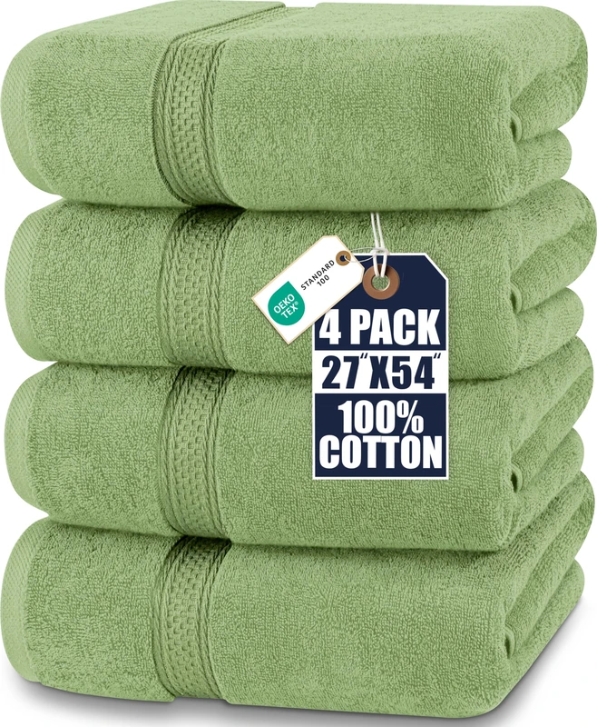 Utopia Towels - 4 Piece Bath Towels Set (69 x 137 CM) - Premium 100% Ring Spun Cotton - Quick Dry, Highly Absorbent, Soft Feel Towels, Perfect for Daily Use (Sage Green)