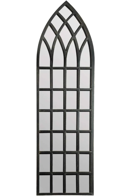 MirrorOutlet Large Metal Arched Black Outdoor Mirror Frost Protected 4ft7 x 1ft6 140 x 40.5cm, 4ft-5ft,GMA016