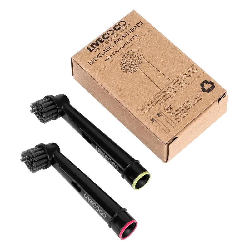 LiveCoco Recyclable Oral-B Compatible Charcoal Brush Heads