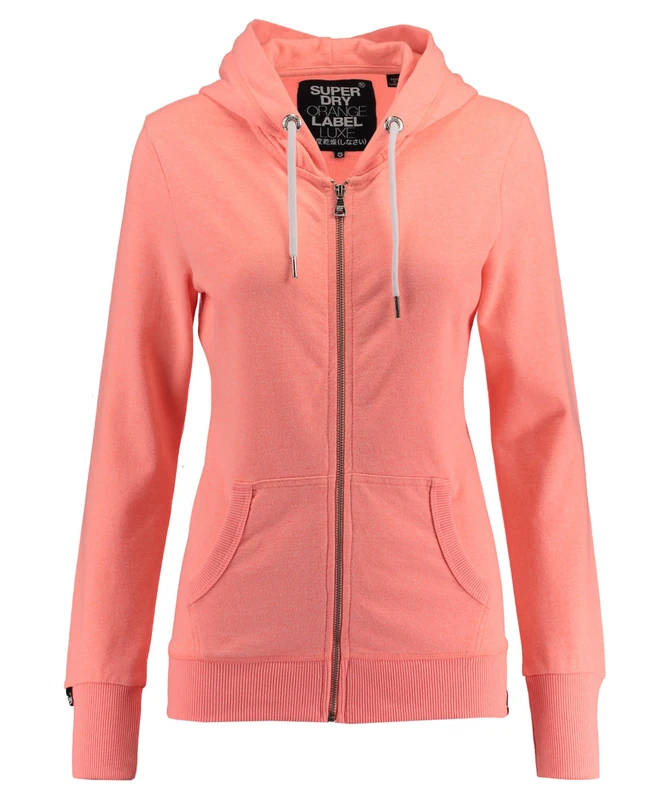 Superdry Women's O L Luxe Lite Edition Ziphood Sports Hoodie, Grigio (Coral Blossom Jaspe), 8 (Manufacturer Size: XS)