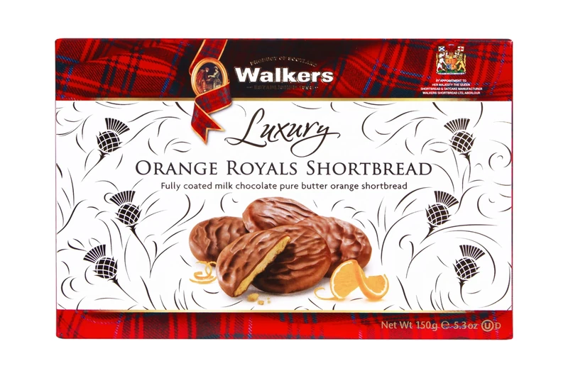 Walker's Shortbread Luxury Orange Royals – Traditional Pure Butter Scottish Biscuits, 150 g (Pack of 12)