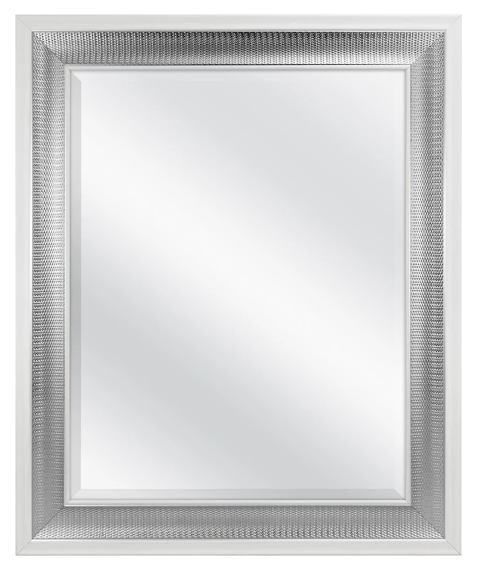 MCS Large Wall Mirror, Modern Rectangle Mirror Home Decor for Living Room, Bedroom, or Bathroom, 28.5 by 34.5 Inch, White/Woven Silver
