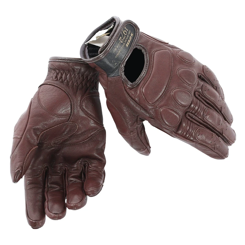 Dainese - Blackjack Unisex Gloves, Summer Leather Motorbike Gloves, Vintage Retro Style, Classic Design, Woman & Mens Motorcycle Gloves, Stretchable, Reinforced and Breathable, Dark Brown