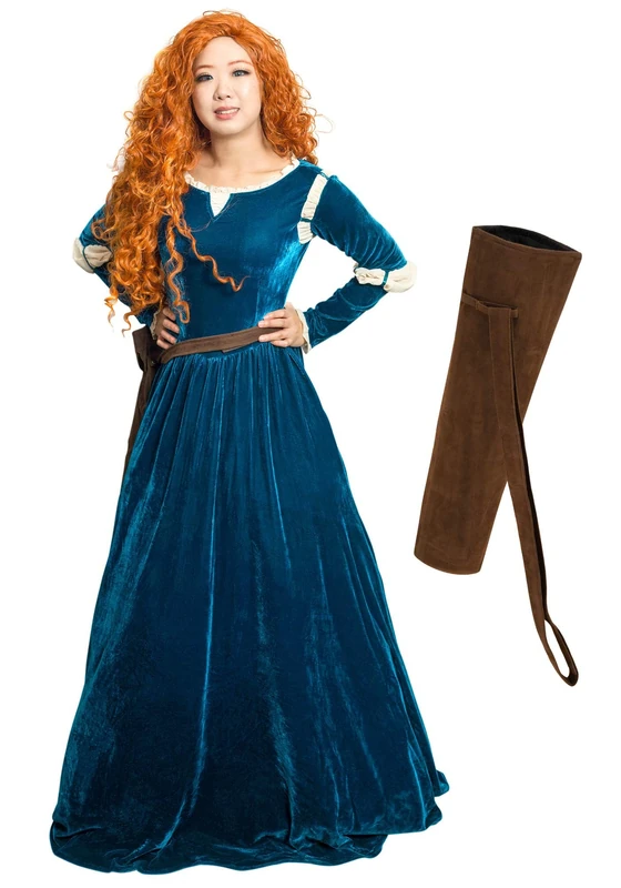DAZCOS US Size Adult Princess Cosplay Halloween Costume Renaissance Medieval Dress with Quiver, Green, Medium