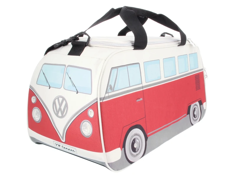 BRISA VW Collection - Volkswagen Retro Sport Shoulder Fitness Bag Duffel in T1 Bus Campervan Shape (Small/Classic Bus/Red & Beige) - Image 1