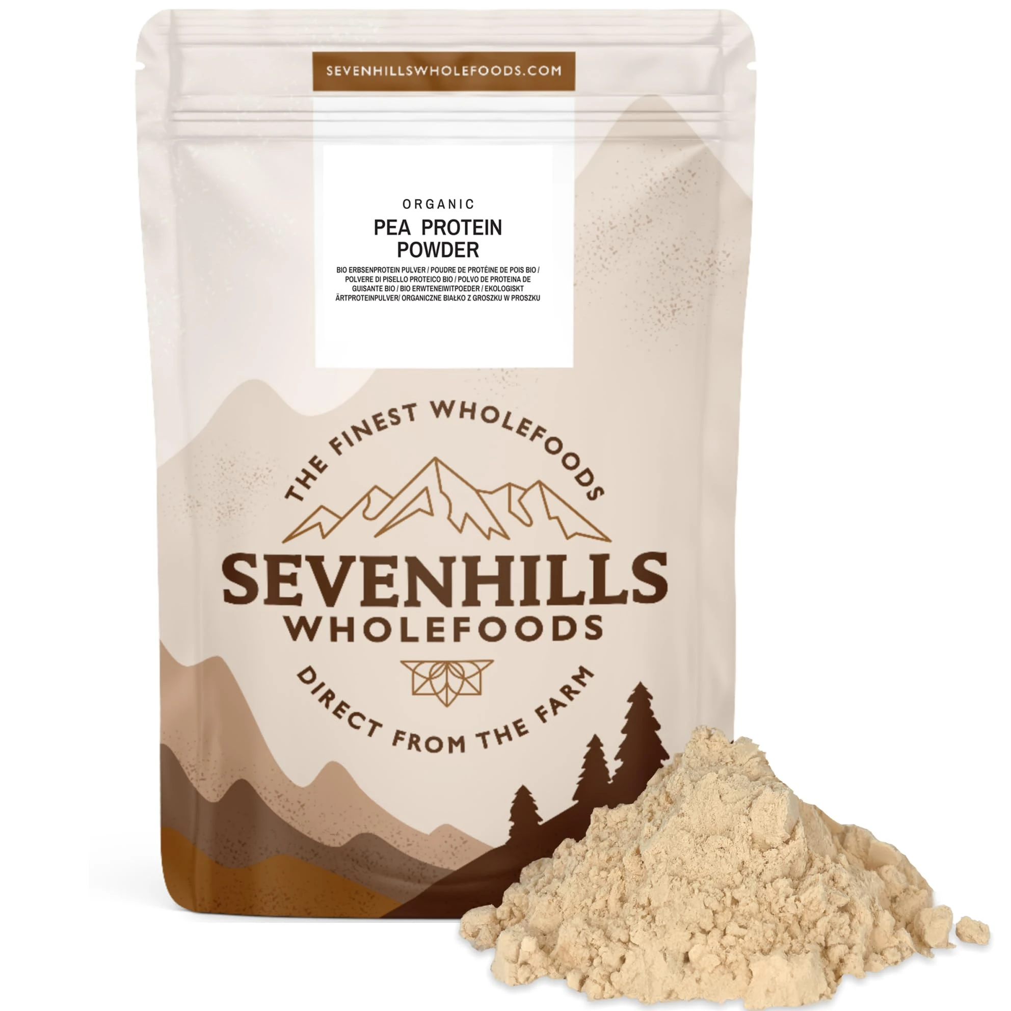 Sevenhills Wholefoods Organic Pea Protein Powder 1kg - Unflavoured - 84% Protein - Vegan, Kosher, Non-GMO