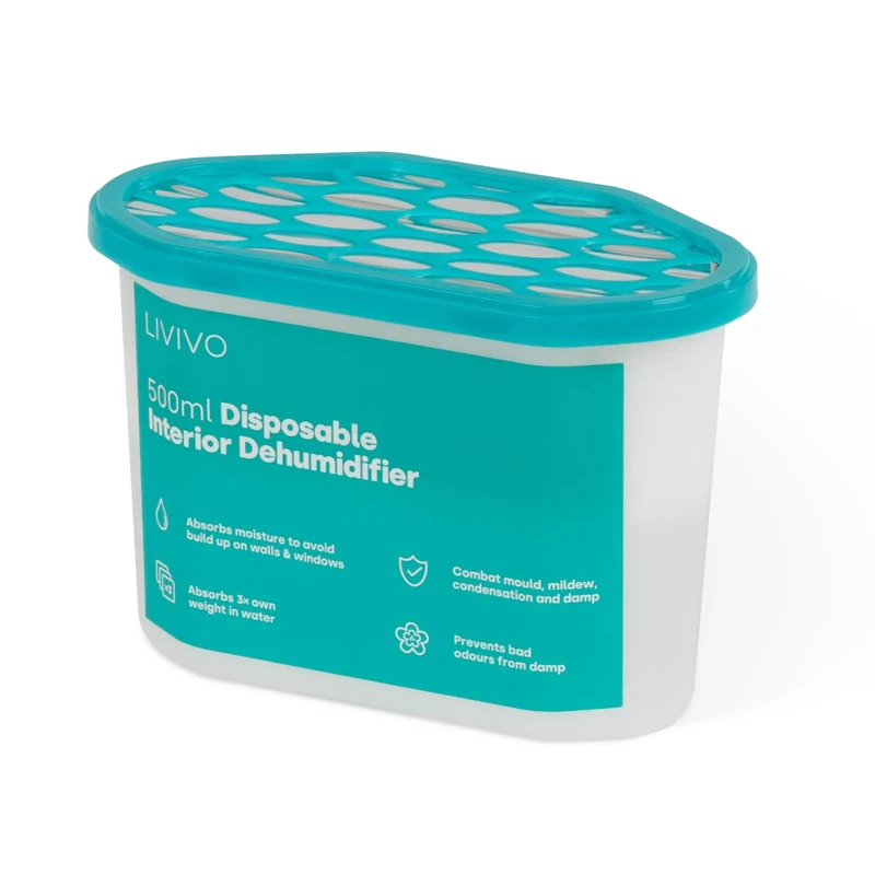 LIVIVO Dehumidifiers Disposable 500ml - 5-Pack Disposable Dehumidifiers for Home - Condensation Absorbers for Windows, Moisture Absorber, Mould Damp Trap, Interior Dehumidifier for Wardrobe, Bathroom