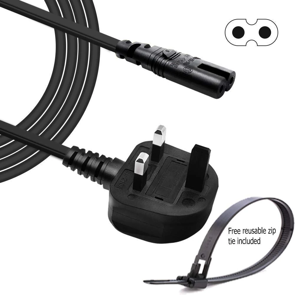 10m Long Power Cable Fig 8 for Projectors, Plasma, LCD TV's PS3 2 Slim & Many More Appliances that use the IEC connector. Perfect For Wall Mounting TV's WITH FREE REUSABLE CABLE TIE!