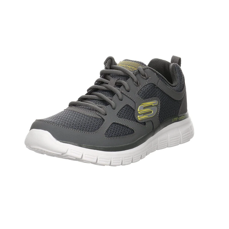 Skechers Mens Burns Agoura Low-Top Sneakers, Charcoal Leather Mesh Trim, 6.5 UK
