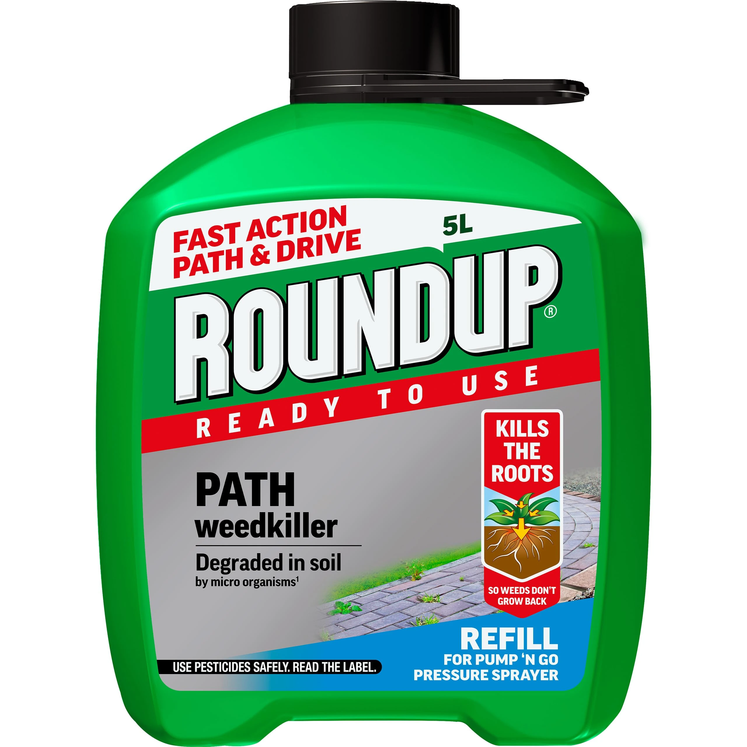 Roundup Path Weedkiller, Ready to Use, Refill for Pressure Sprayer, 5 Litre