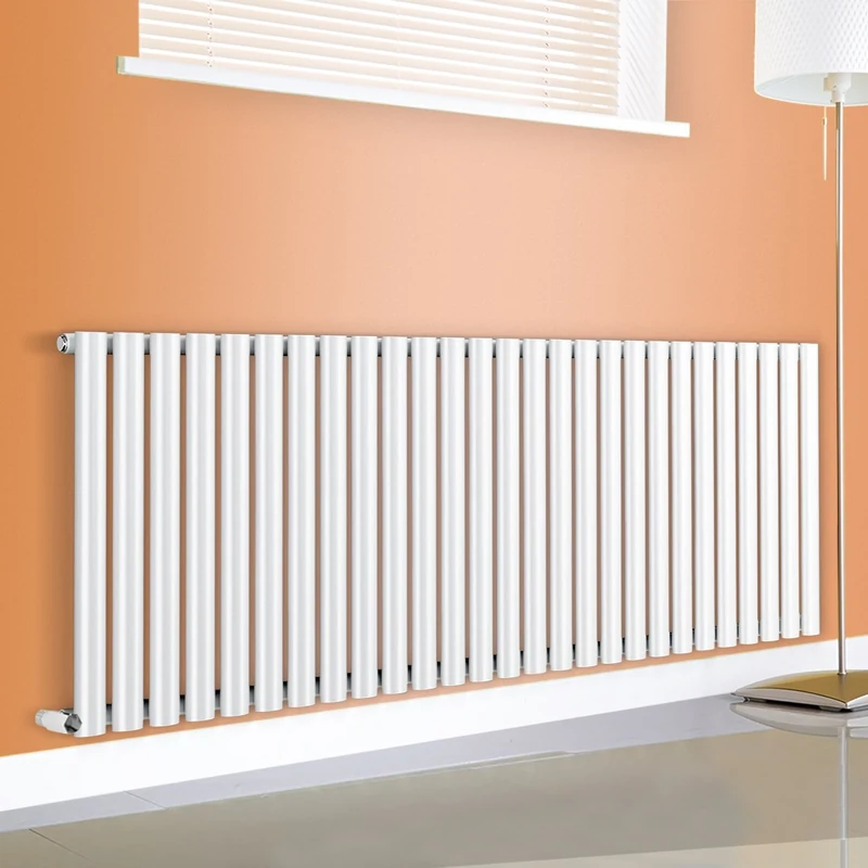 NRG Gloss White 600x1593 mm Horizontal Designer Oval Column Single Panel Radiator Modern Bathroom Central Heating Rad
